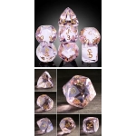 Faceted Glass Dice Set (7) Pink Diamond