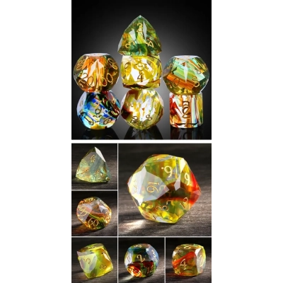 Faceted Glass Dice Set (7) Peridot
