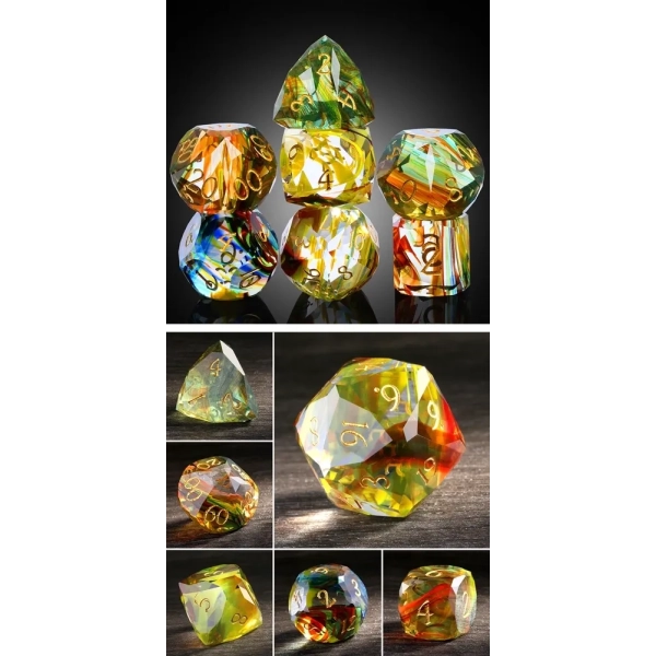 Faceted Glass Dice Set (7) Peridot