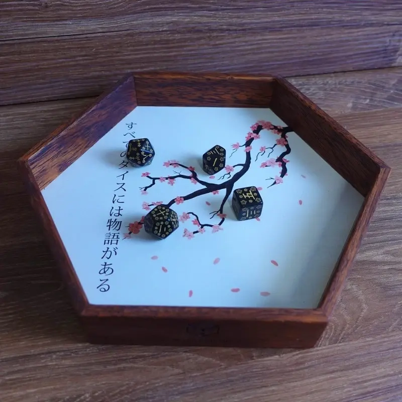 Kanji Wooden Dice Tray