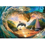 Sprung in den Sonnenuntergang