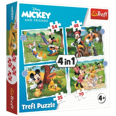 4 Puzzles - Mickey Mouse Schöner Tag