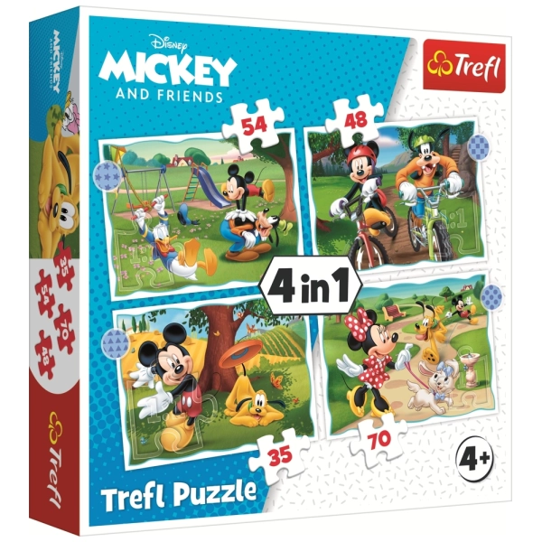 4 Puzzles - Mickey Mouse Schöner Tag