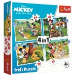 4 Puzzles - Mickey Mouse Schöner Tag