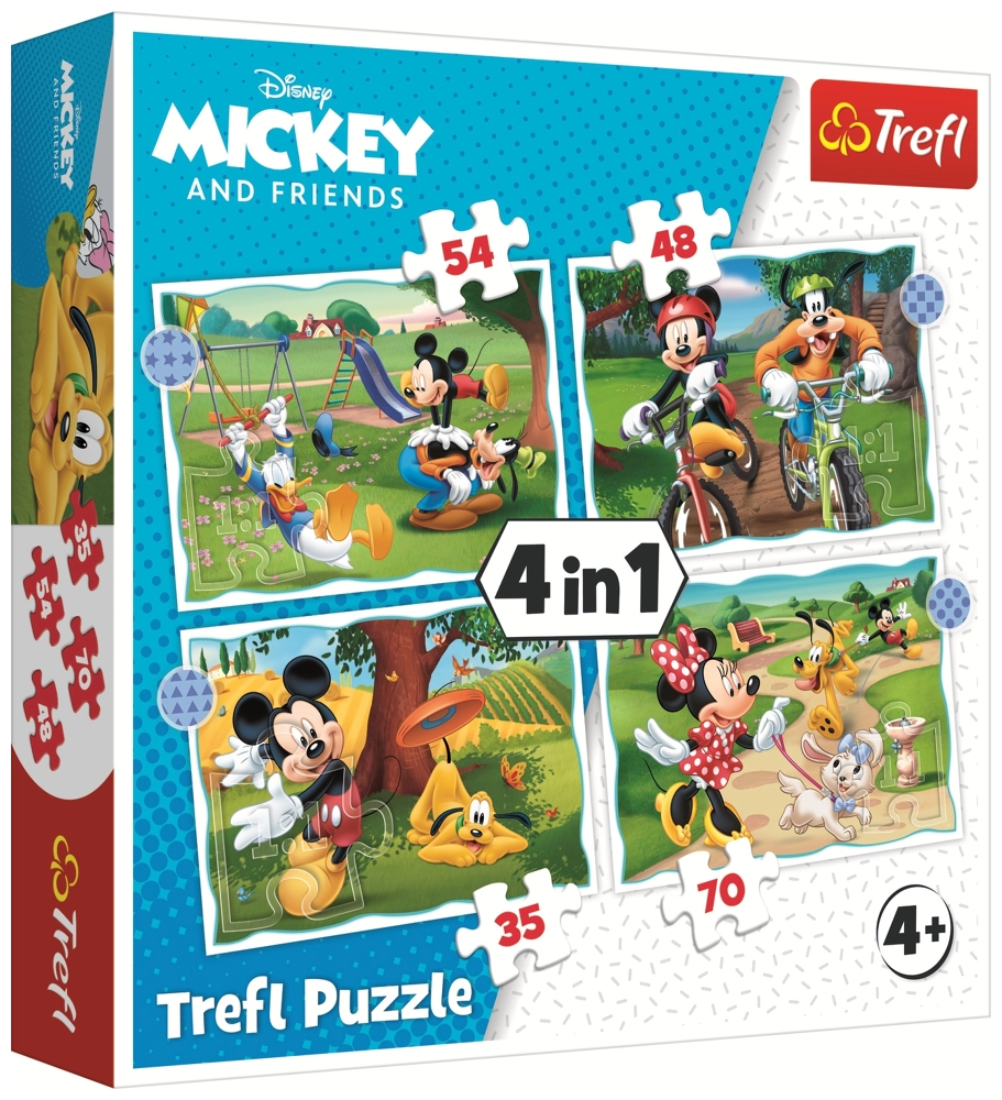 4 Puzzles - Mickey Mouse Schöner Tag