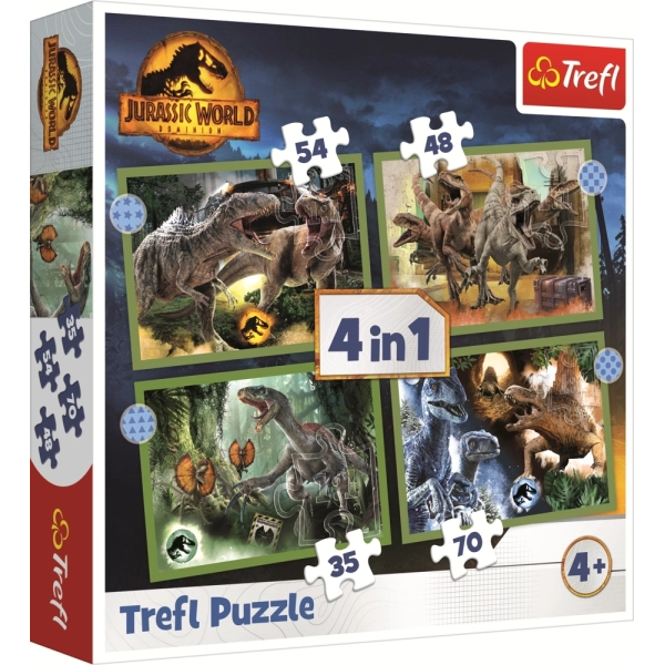4 Puzzles - Bedrohliche Dinosaurier