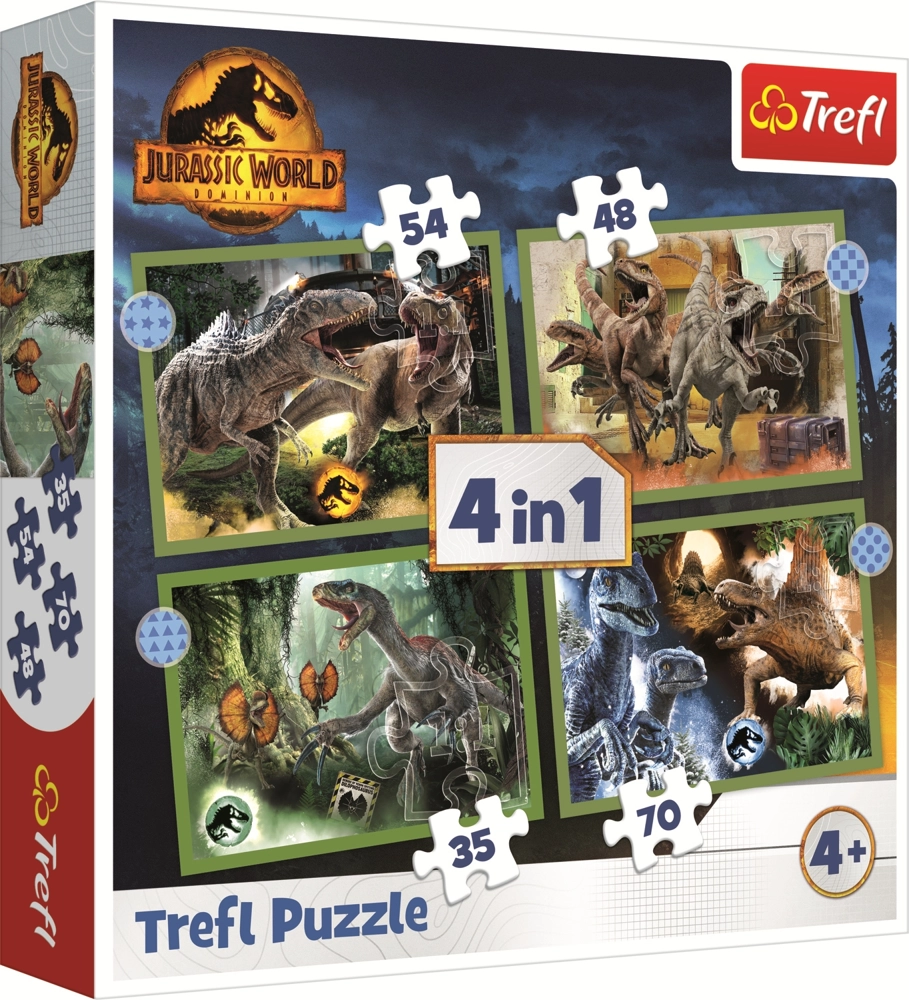 4 Puzzles - Bedrohliche Dinosaurier