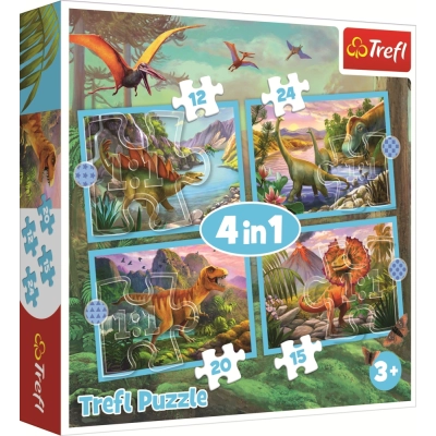 4 Puzzles - Einzigartige Dinosaurier