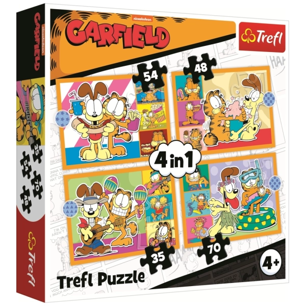 4 Puzzles - Garfield liebt Lasagne