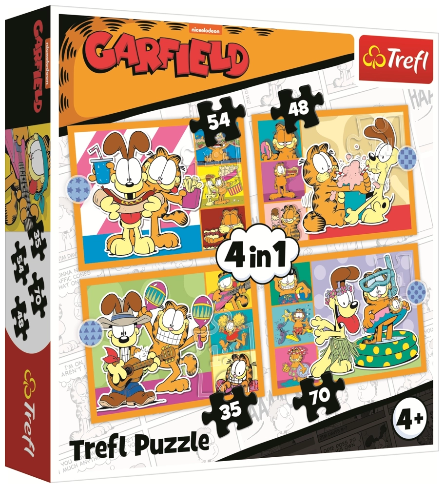 4 Puzzles - Garfield liebt Lasagne