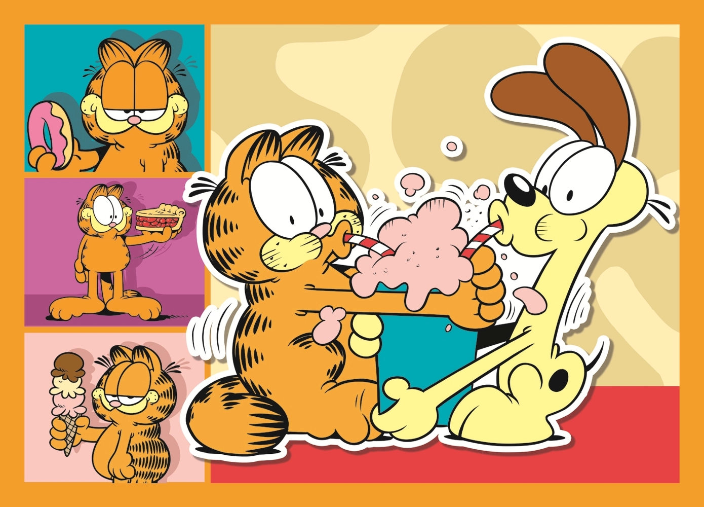 4 Puzzles - Garfield liebt Lasagne
