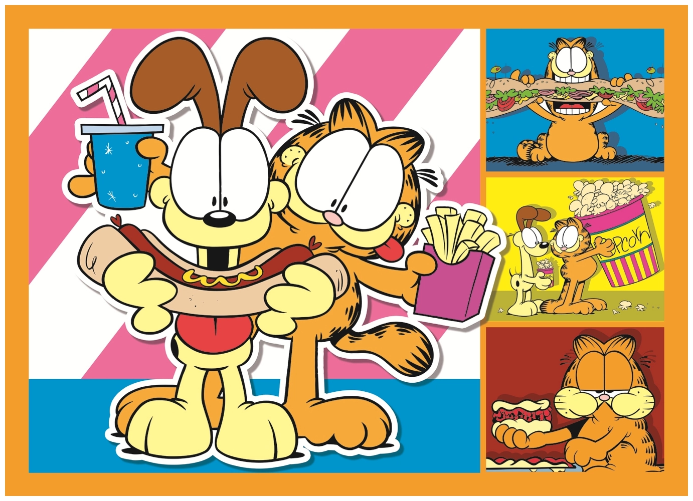 4 Puzzles - Garfield liebt Lasagne
