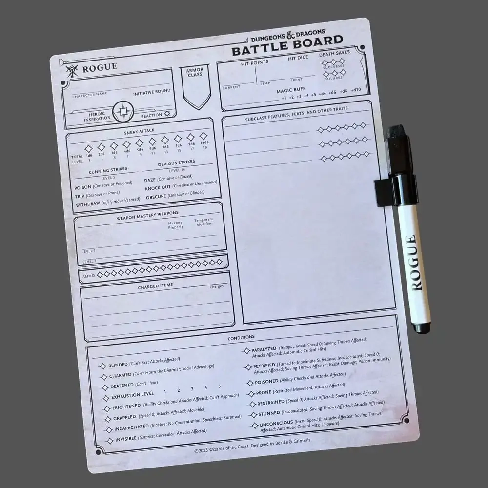 Dungeons & Dragons Battle Board Kampfbretttafel Schurke (Rogue)