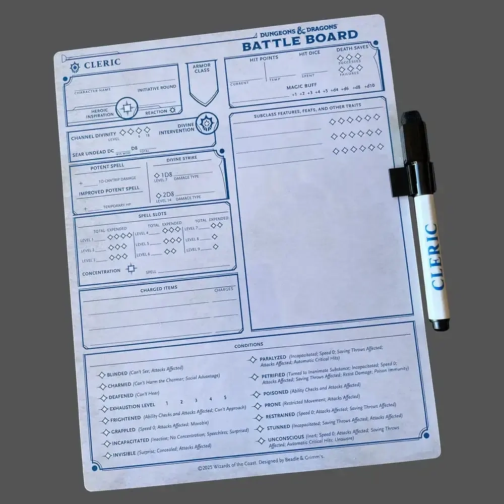 Dungeons & Dragons Battle Board Kampfbretttafel Geistlicher (Cleric)