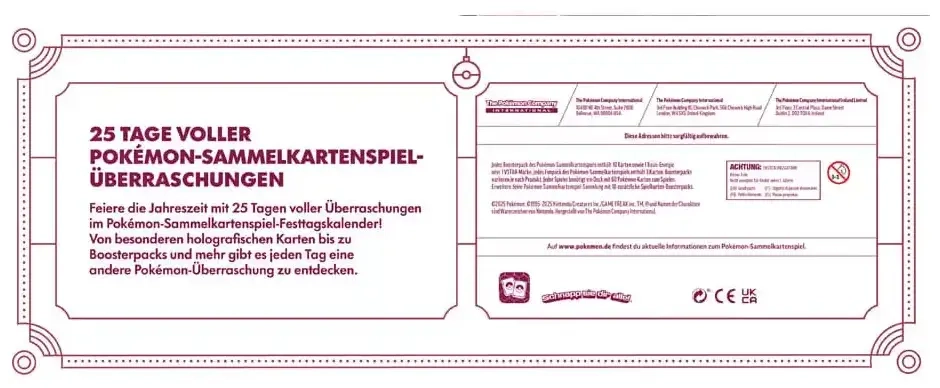 Pokémon-TCG: Festtagskalender 2025, Sammelkarten