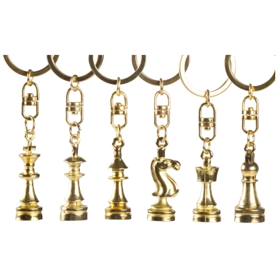 Schlüsselanhänger Schachfigur goldig