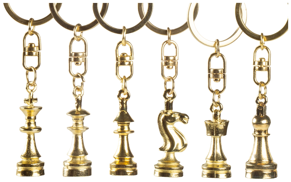 Schlüsselanhänger Schachfigur goldig