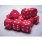 Opaque 16mm d6 Red/white Dice Block™ (12 dice)