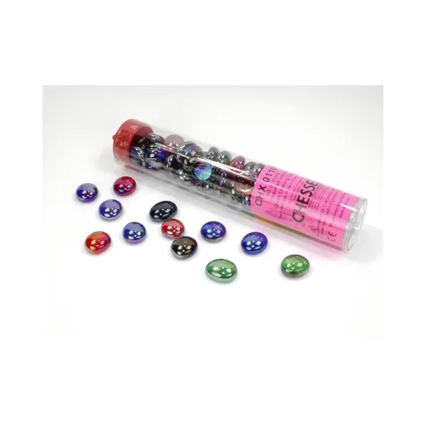 Iridized Assorted Colors Glass Stones Qty 40 or more in 5½" Tube