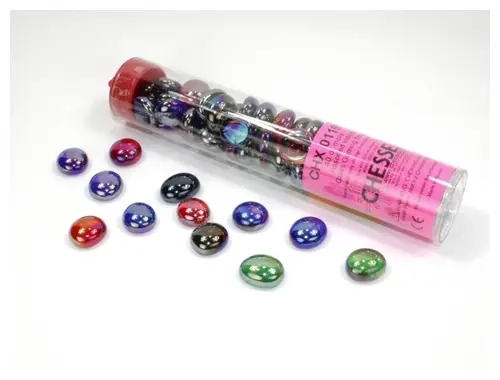 Iridized Assorted Colors Glass Stones Qty 40 or more in 5½" Tube