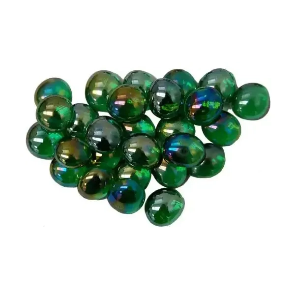 Crystal Green Iridized Glass Stones Qty 40 or more in 5½" Tube