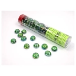 Crystal Green Iridized Glass Stones Qty 40 or more in 5½" Tube
