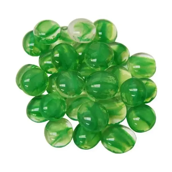 Green Catseye Glass Stones Qty 40 or more in 5½" Tube