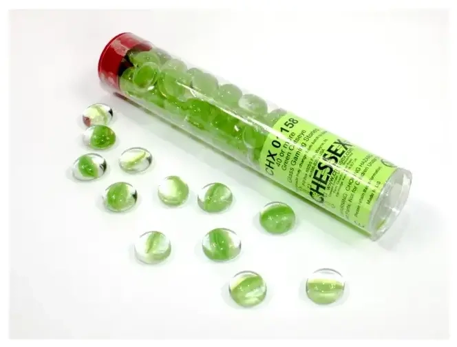 Green Catseye Glass Stones Qty 40 or more in 5½" Tube