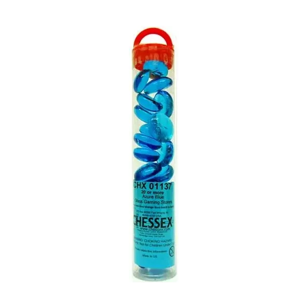 Crystal Aqua Blue Glass Stones Qty 40 or more in 5½" Tube