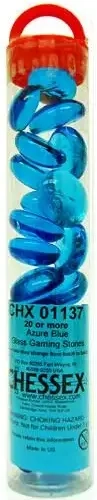Crystal Aqua Blue Glass Stones Qty 40 or more in 5½" Tube