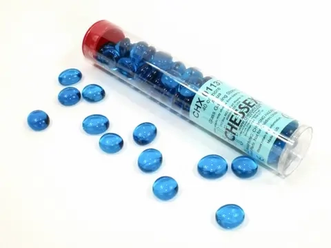 Crystal Aqua Blue Glass Stones Qty 40 or more in 5½" Tube