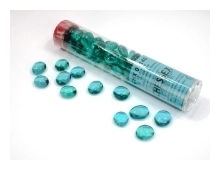Crystal Teal Glass Stones Qty 40 or more in 5½" Tube
