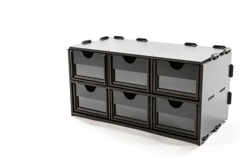 Black Rack Cabinet with 6 Drawers
