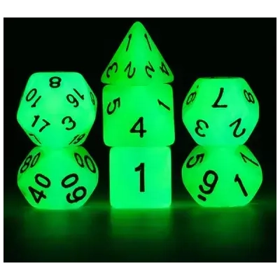 Glow in the Dark Blue and Green RPG Dice Set (7)