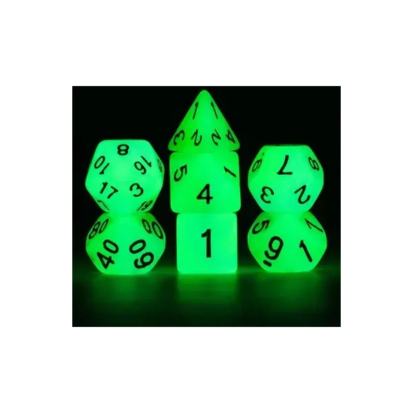Glow in the Dark Blue and Green RPG Dice Set (7)