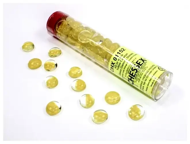 Chessex Gaming Glass Stones in Tube - Catseye Yellow (40)
