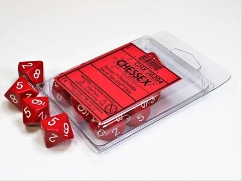 Opaque Polyhedral Ten d10 Red/white