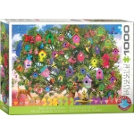 Bunte Vogelhäuser auf dem Baum