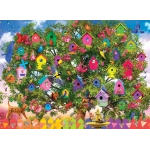 Bunte Vogelhäuser auf dem Baum