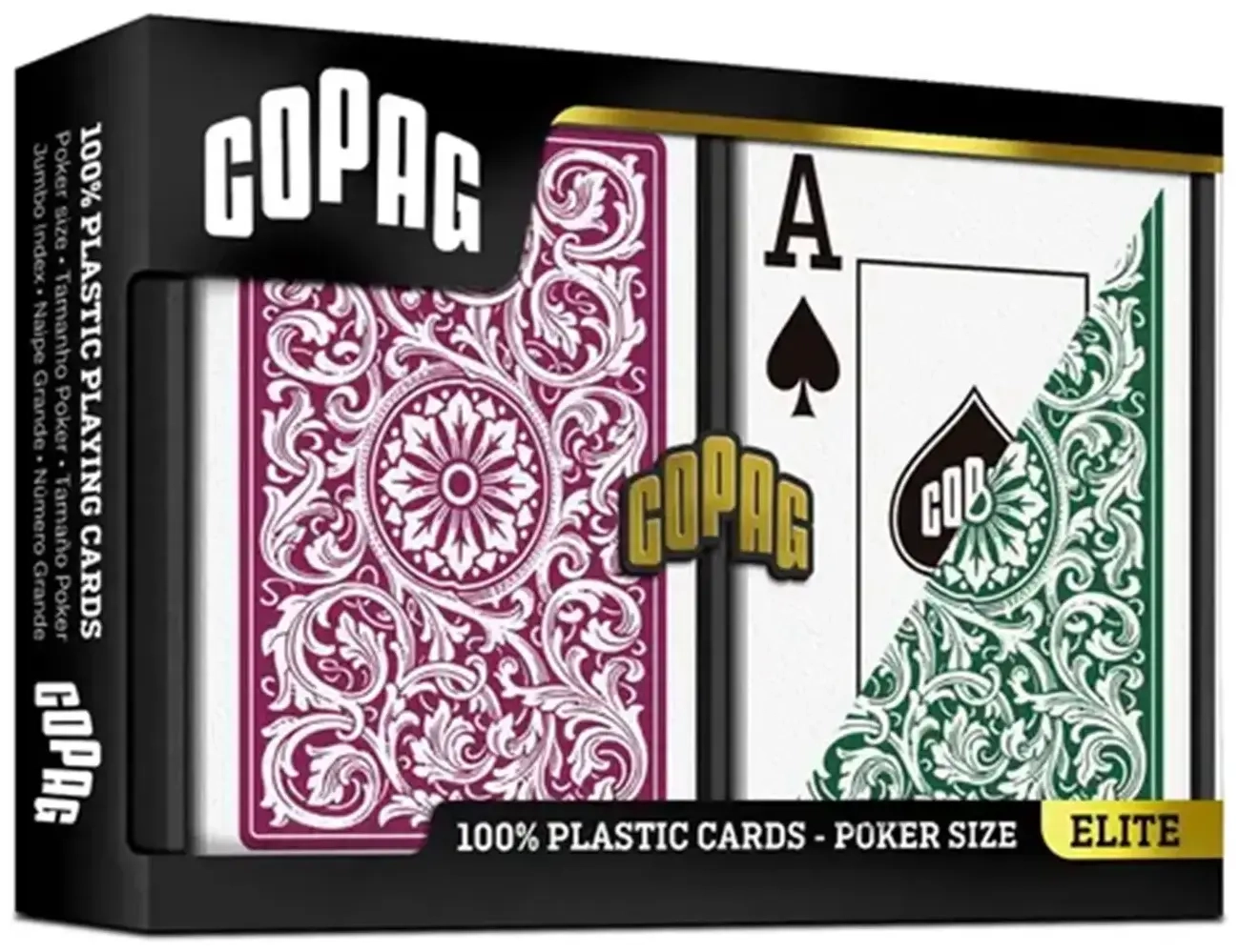 COPAG Elite - Jumbo Face - 2 index - Green/Burgundy Double-Deck