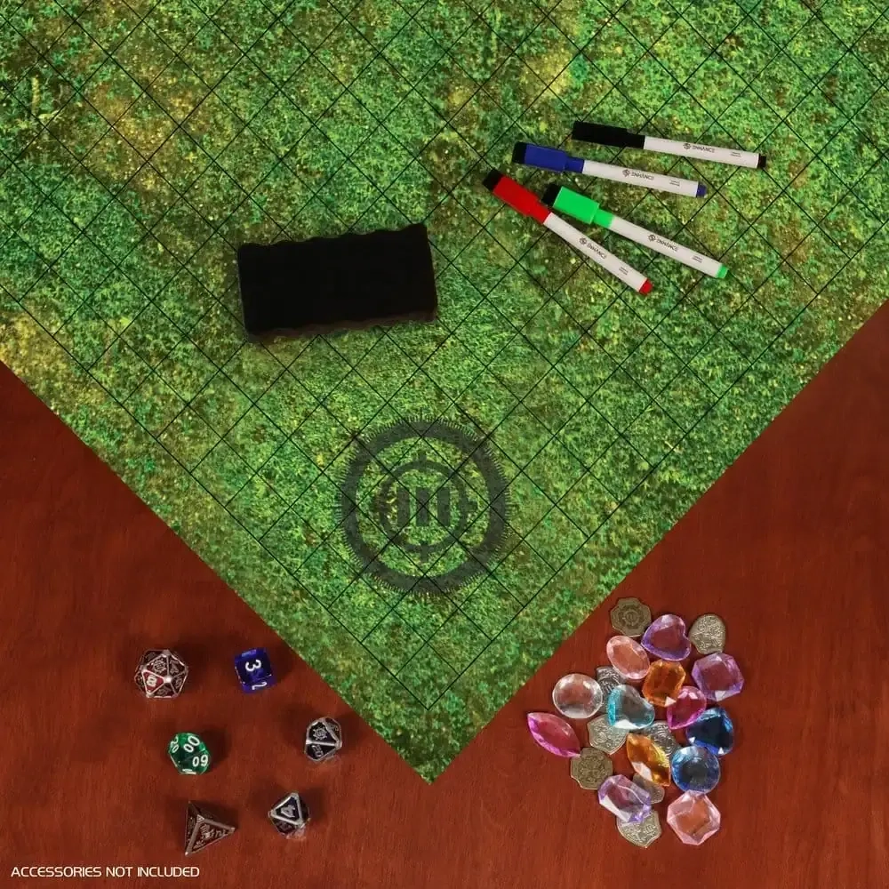 ENHANCE RPG Grid Mat - Tabletop DnD Map (24x36 inch) - (Grass)