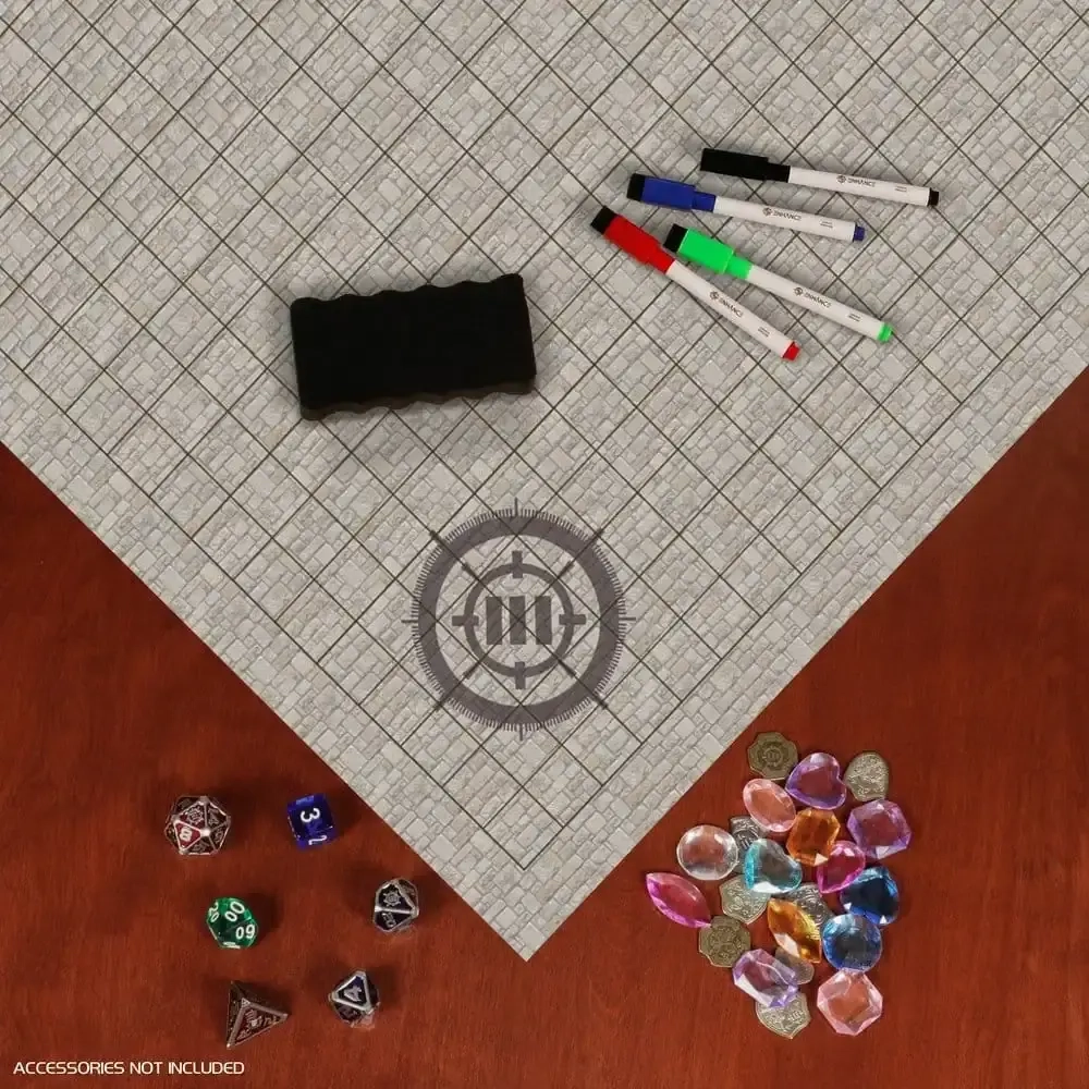 ENHANCE RPG Grid Mat - Tabletop DnD Map (24x36 inch) - (Stone)