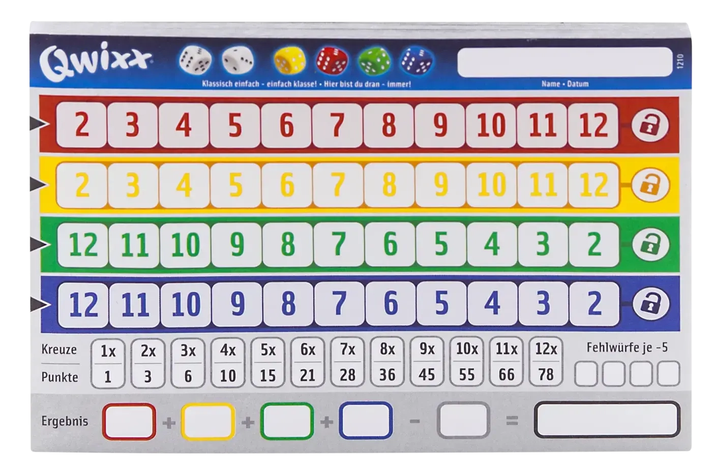 Qwixx XL - Zusatzblöcke 2x80 Blatt
