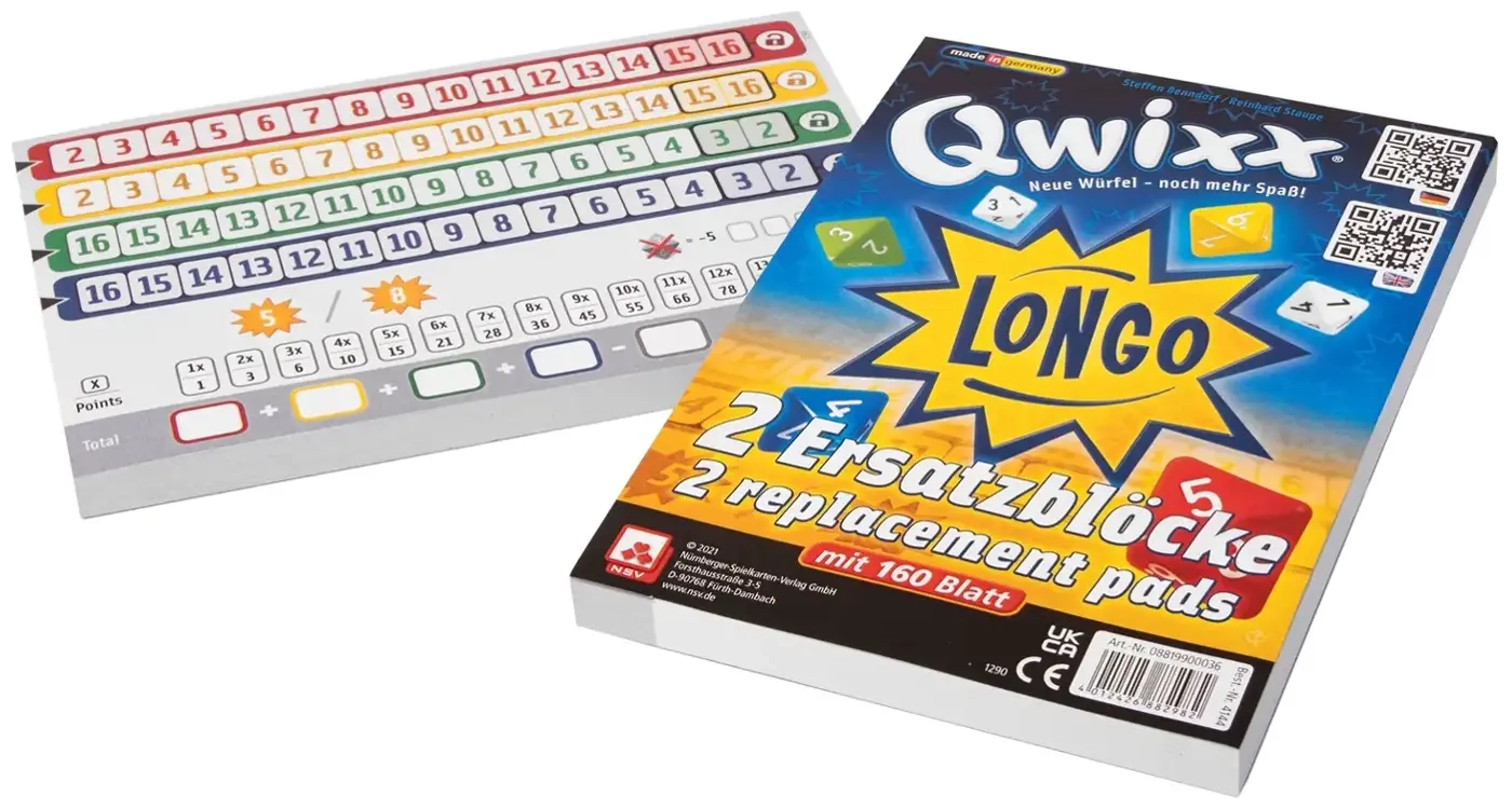 Qwixx Longo - Zusatzblöcke 2x80 Blatt (mult)