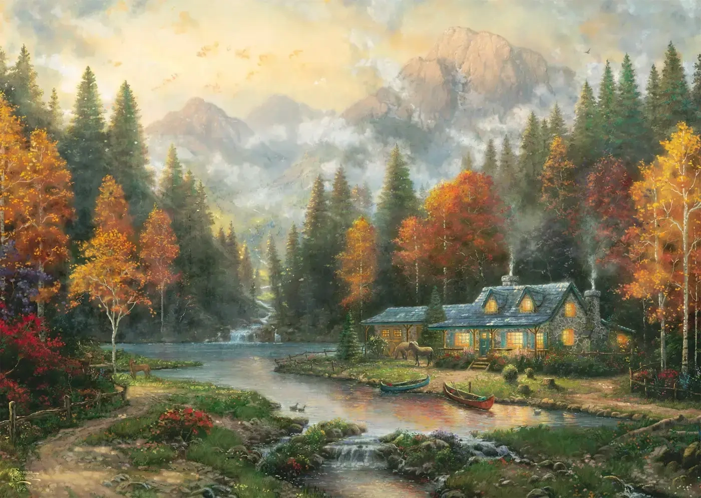 Herbstabend am See - Thomas Kinkade