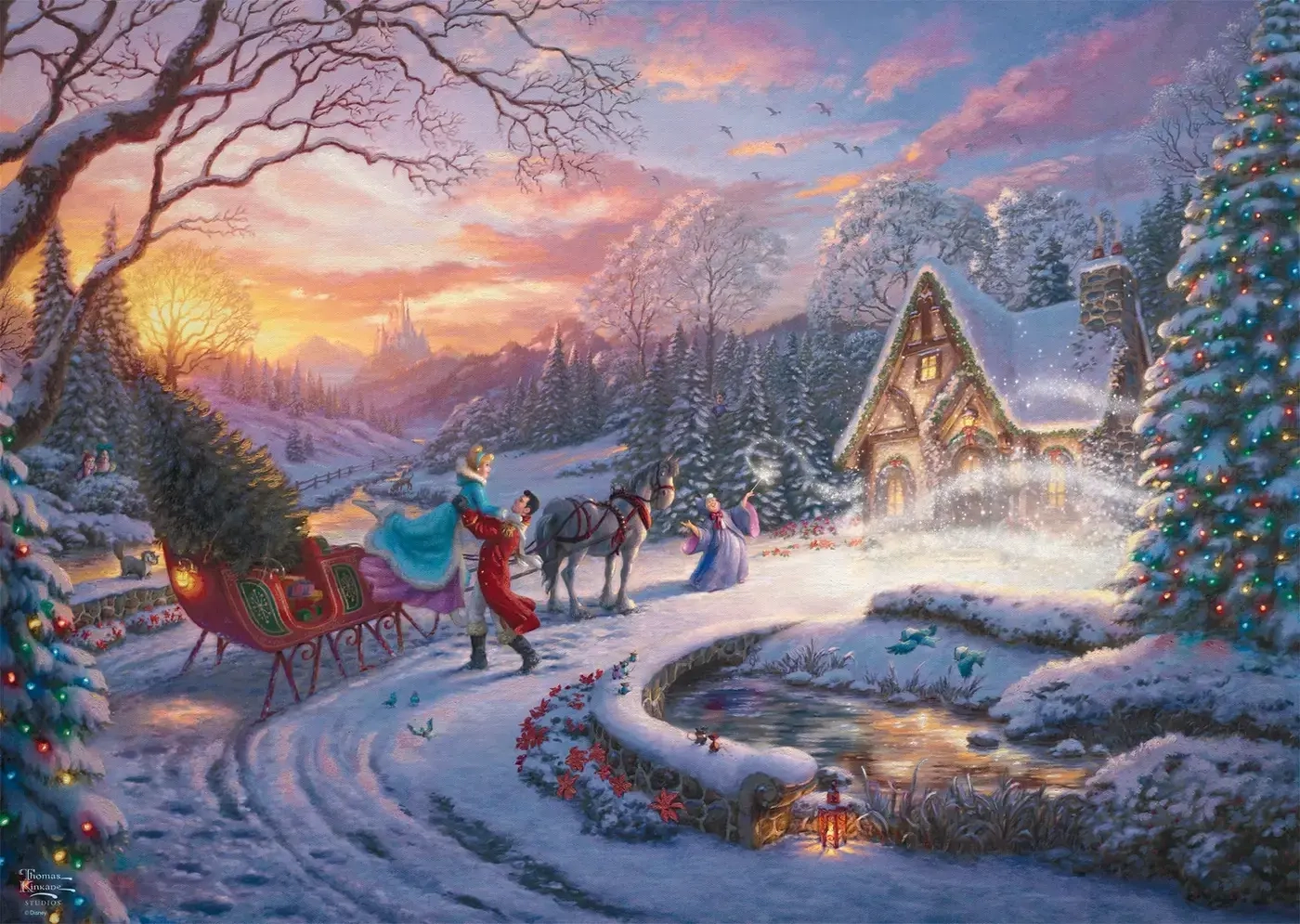 Disney - Cinderella Bringing Home for Christmas - Thomas Kinkade