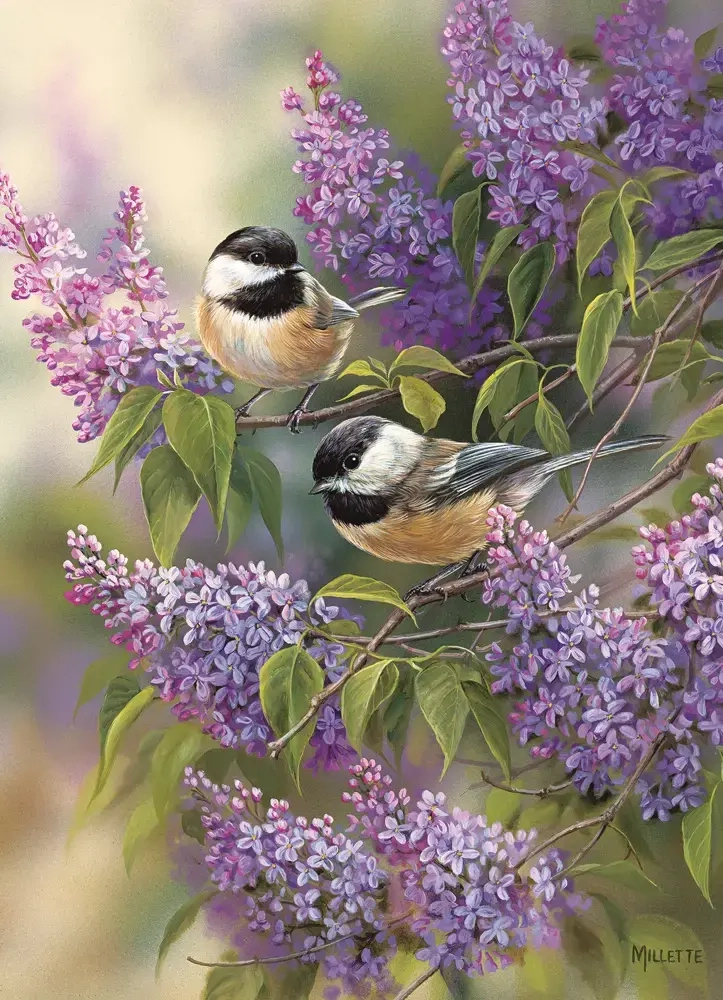Chickadees and Lilacs - Rosemary Millette