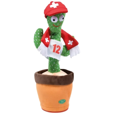 Kaktus Schweizer WM Fan - 32 cm, Plüsch, Fussballgesang, Tanz