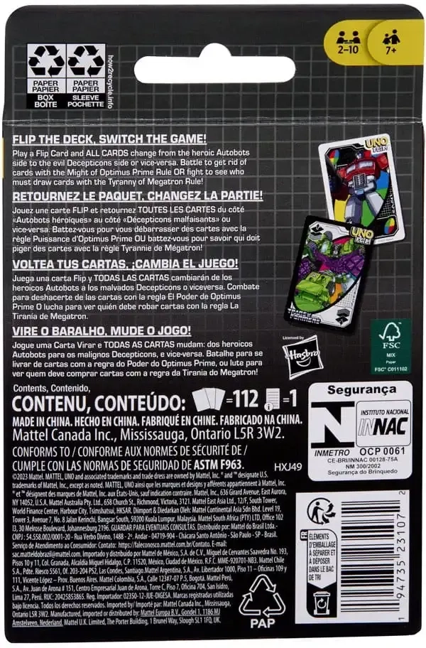 UNO Flip! - Transformers