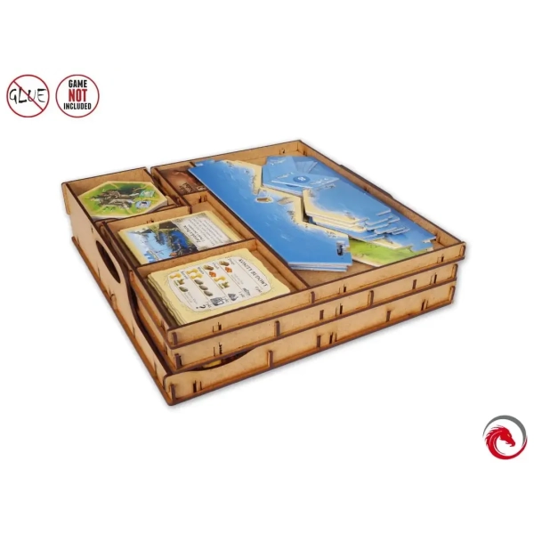 e-Raptor - Sortiereinsatz für Catan + Händler & Barbaren + 5/6 Spielererweiterungen aus Holz